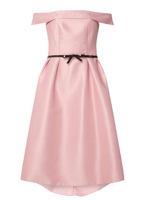 **Luxe Pink Bardot Prom Dress